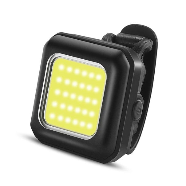 Přední světlo na kolo 4 x 4 x 1,8 cm COB LED 130 lm USB-C dobíjecí IPX45 Voděodolná cyklistická svítilna 3 režimy Dlouhá výdrž 250mAh baterie černá