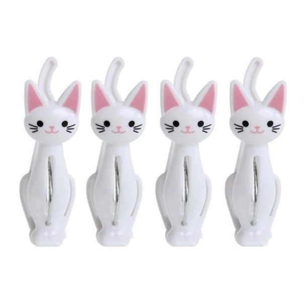 Pregadores de roupa gato 4 pcs branco