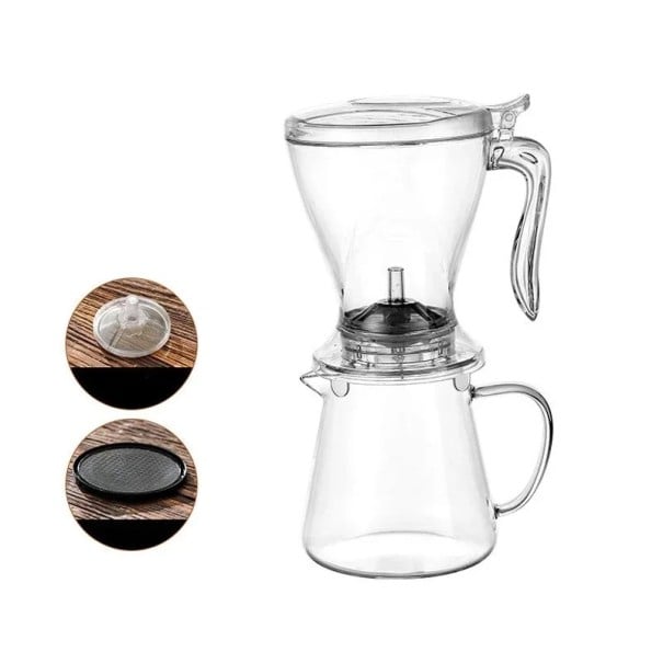 Překapávač na kávu s konvičkou 580 ml + 550 ml PC filtr skleněná konvice ruční příprava kávy pour over set bílá