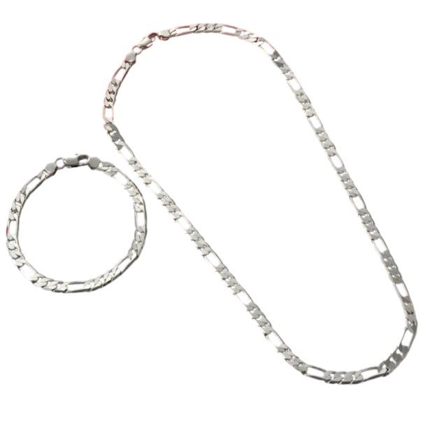 Prémiová sada Striebro 925 Reťazec 4 mm Náhrdelník 60 cm Náramok 20 cm Unisex elegantné šperky na svadbu darček 1