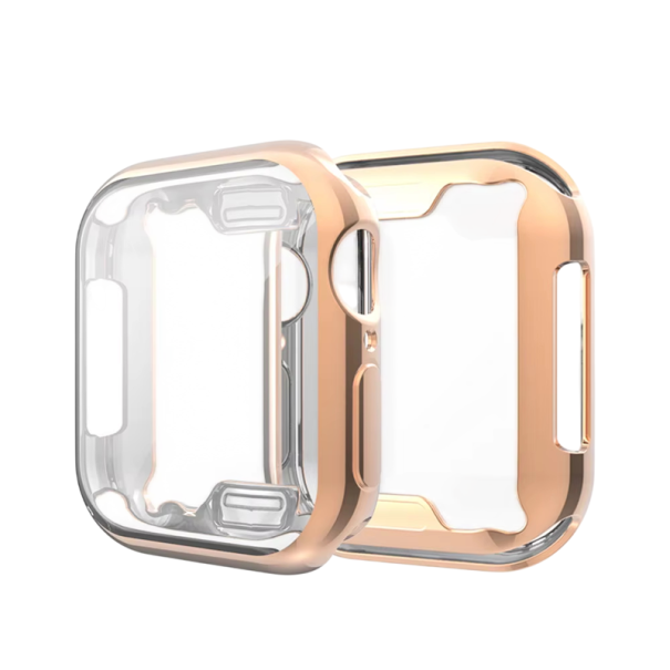 Prémiový ochranný kryt pro Apple Watch 45 mm, TPU ochrana obrazovky a těla pro Series 7, 8 a 9, nárazuvzdorný design růžově zlatá