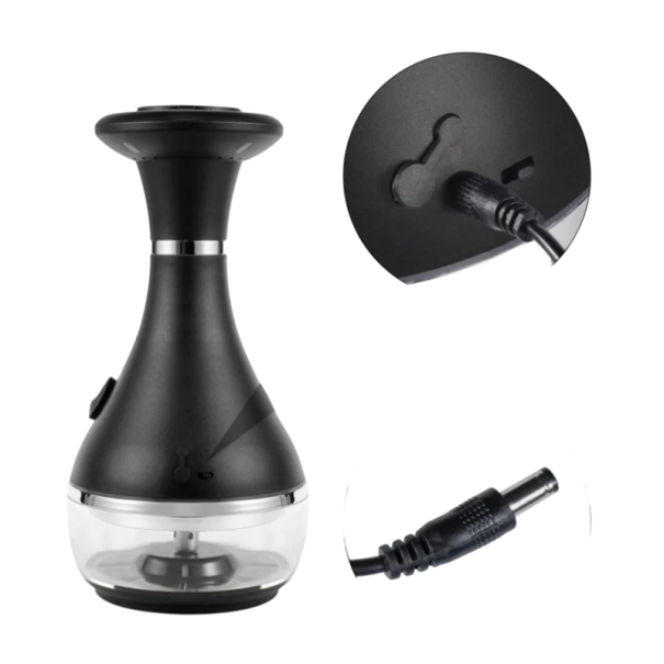 Přenosná elektrická vízivá dýmka RYKOAL LED kijelző és hőmérsékletszabályozás Akkumulátoros táplálás Magasság 320 mm Utazó készlet shisha és hookah számára fekete