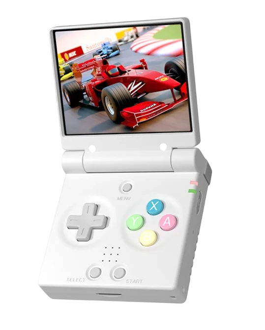 Přenosná herní konzole skládací konstrukce 2.8" IPS displej 64GB paměť 5000 her WiFi retro hraní kapesní konzole bílá