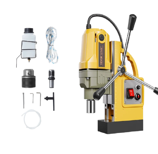 Přenosná magnetická vrtačka 1400W 40 mm elektrická žluto černá pro vrtání kovových materiálů s magnetickou základnou 1