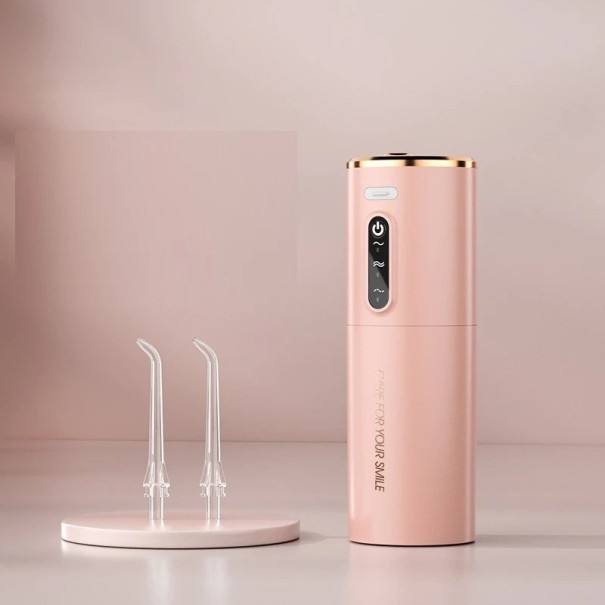 Přenosná nabíjecí ústní sprcha 280 ml s USB nabíjením 3 režimy čištění zubů IPX7 vodotěsná 360° otočná tryska bílá růžová zelená růžová