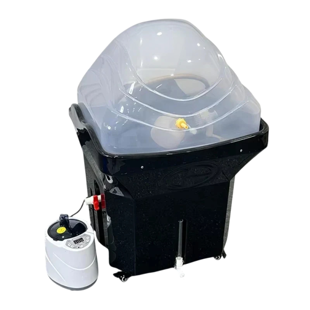 Prenosná umývacia stanica na vlasy s parným generátorom 2 l LED osvetlením 63 × 53 × 69 cm profesionálna 1