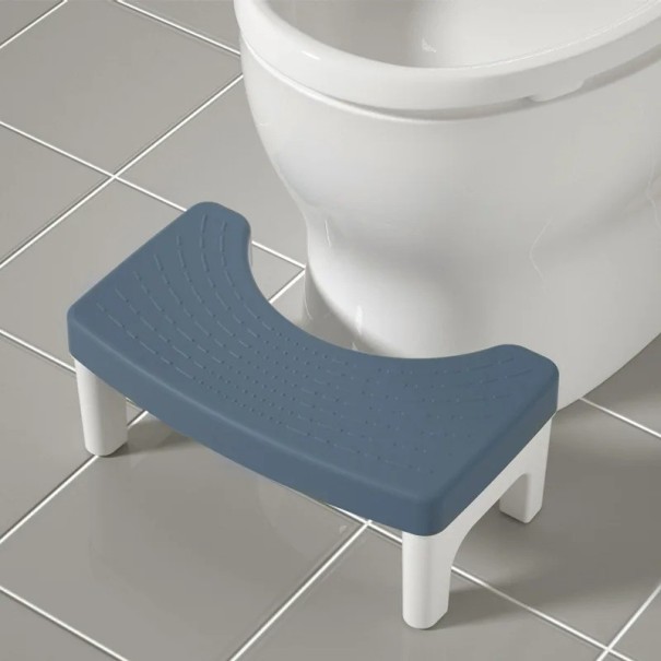 Prenosná zaoblená stolička k toalete Plastová podnožka k WC Protišmykový podstavec k toalete Toaletná stolička pod nohy 39 x 22 x 16 cm modrá