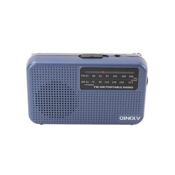 Přenosné rádio FM a AM 12,7 x 7,4 x 3,4 cm Sluchátkový konektor 3,5 mm Reproduktor 1 W Anténa 180° modrá