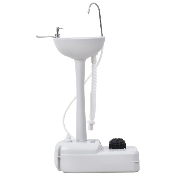 Přenosné venkovní umyvadlo s nášlapným pedálem 17 l nádrž na vodu 103 x 33,5 x 51 cm HDPE bílé na kemp zahradu i na cesty a chatu 1