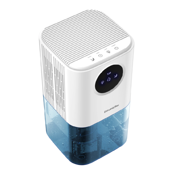 Přenosný odvlhčovač vzduchu 1700 ml LED displej 7 barev světla Tichý odvlhčovač do domácnosti ložnice kanceláře až 350 ml denně bílá