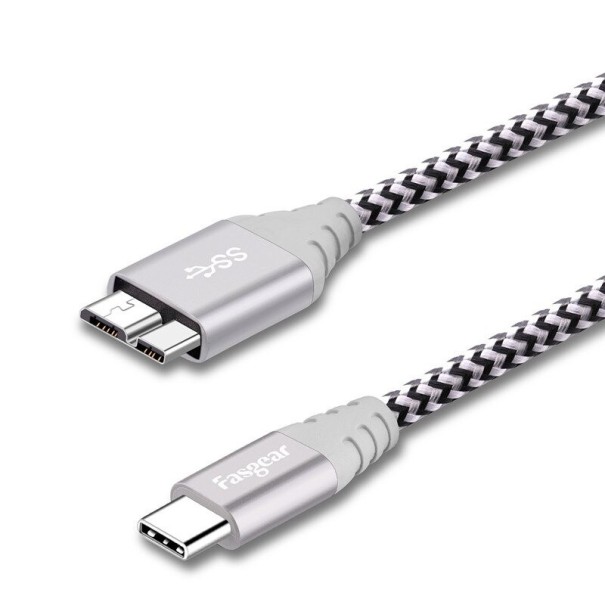 Prepojovací kábel USB-C 3.0 na Micro USB-B M / M K1019 strieborná 30 cm