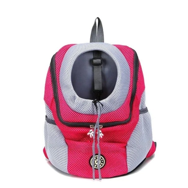 Přepravní batoh pro psy 3–7 kg s prodyšnou síťovinou, vnitřní karabinou a nastavitelnými popruhy, velikost M, 36 x 21 x 40 cm, na výlety růžová