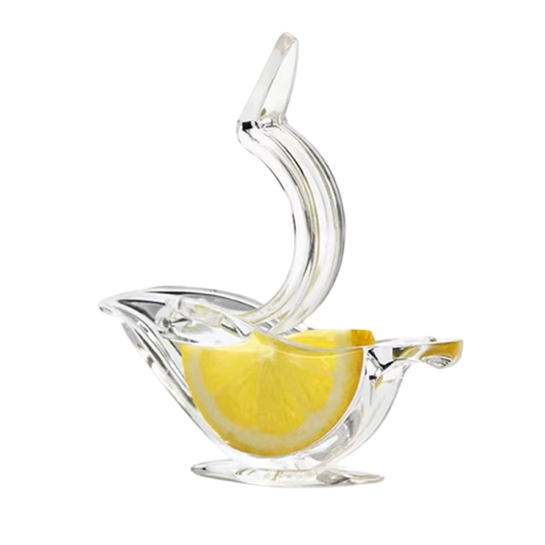 Presă de citrice în formă de pasăre 12 x 3,5 x 5,1 cm Tăiător de lămâie manual transparent Presă de suc original Presă din plastic Accesorii 1