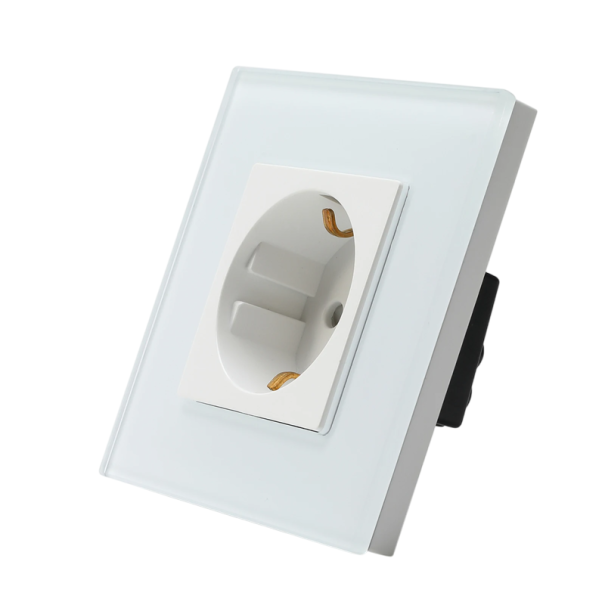 Presina da 230 V bianca incassata rotonda tipo F Schuko con contatto di protezione Presina elettrica da parete Installazione elettrica domestica 1