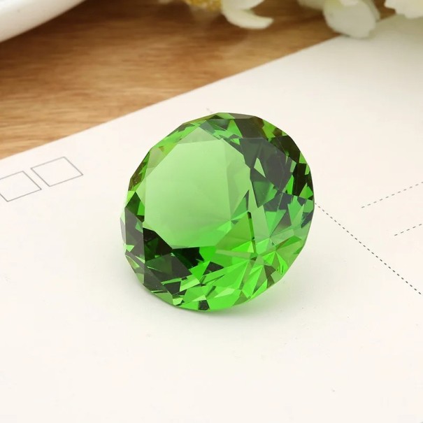 Prespapiere din sticlă colorată în formă de diamant, 4 cm, ornament decorativ din cristal tăiat, cadou de nuntă, decorațiune de Crăciun verde