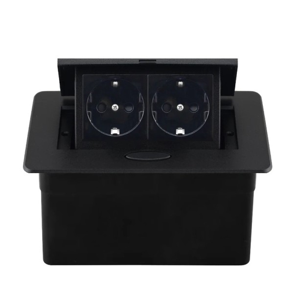 Presso a scomparsa 2× EU 153 × 117 mm pannello in lega di alluminio con pulsante di estrazione lenta per piano di lavoro nero