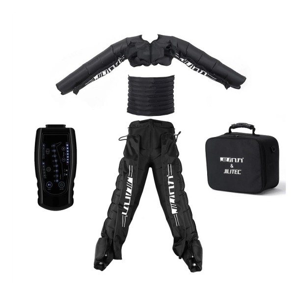 Pressothérapie corps entier Massage des muscles des bras, des jambes et de la poitrine Soulagement de la douleur musculaire Compression d'air Manchons de drainage lymphatique avec télécommande et étui 1