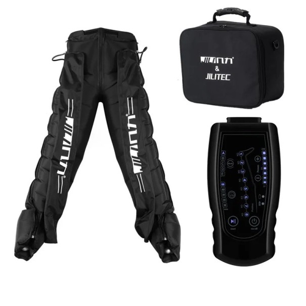 Pressothérapie des jambes et des hanches Massage des muscles des jambes Soulagement de la douleur musculaire Compression pneumatique Manchons pour drainage lymphatique avec télécommande et étui 1