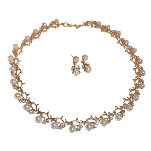 Prestigieuze oorbellen en ketting Parelset van koperen legering Lichtgewicht elegante sieraden voor vrouwen Bruiloft feestaccessoire cadeau 1