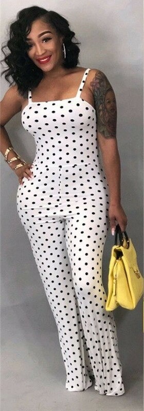 Prickig jumpsuit för dam A2062 vit XXL