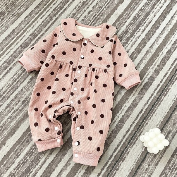 Prickig jumpsuit för flickor T2699 rosa 6-9 månader