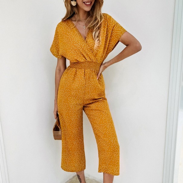 Prickig jumpsuit för kvinnor mörkgul XL