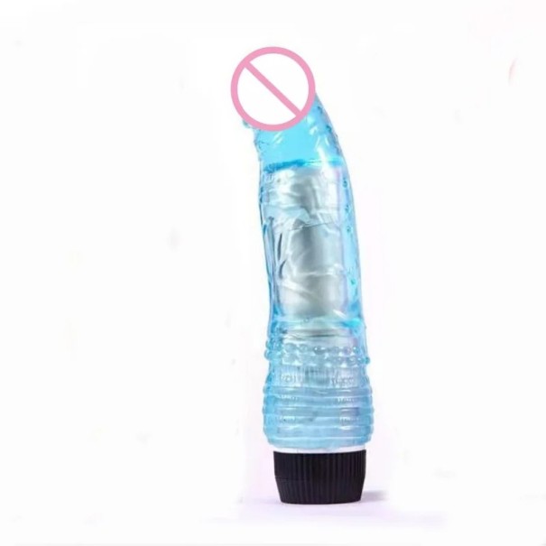 Priehľadný TPE vibrátor 19x4,5 cm s realistickým tvarom a silnými vibráciami na batérie diskrétne balenie modrá