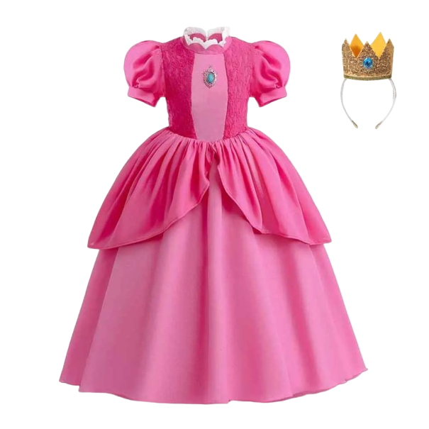 Princess Peach Costume från Mario Kostym för flickor Princess Peach Cosplay Carnival kostym med krona Halloween kostym Girls Princess Peach Dress 5