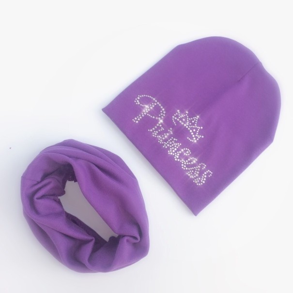 Prinsessa lasten hattu ja huivi setti violetti 1-4 vuotta