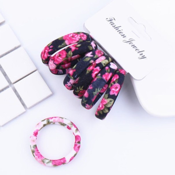 Printed Hair Ties - 6 pcs black
