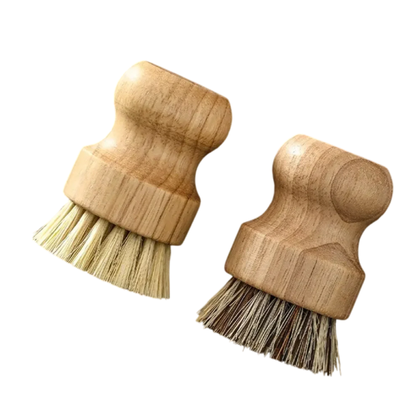 Prírodné drevené kuchynské kefy 7,8 x 5,5 cm 2 ks/sada Čistiace kefy so štetinami zo sisalu a kokosu Ekologické náradie do kuchyne 1