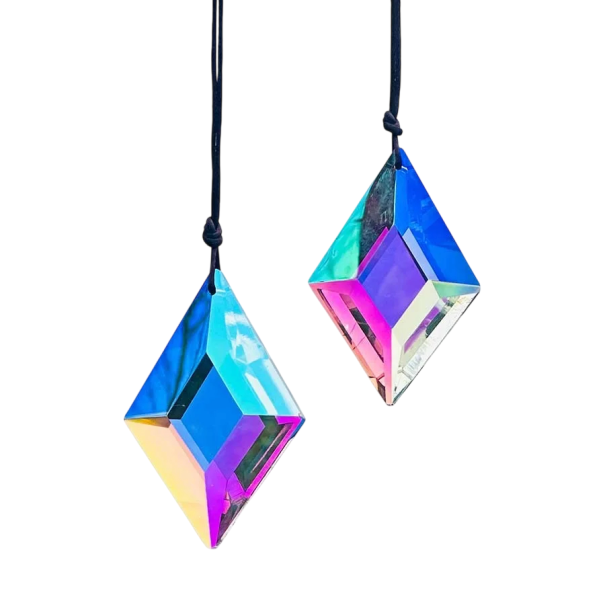 Prismes en cristal capturant la lumière 4,7x6,5 cm décorations suspendues en cristal pour intérieur et fenêtre 2 pcs ensemble multicolore