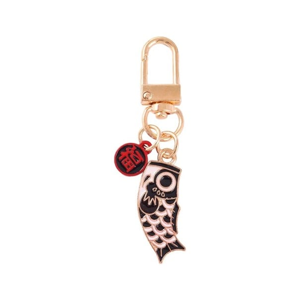 Přívěsek na klíče 1,2 x 7 cm Kovová slitina Japonská Koi ryba Talisman štěstí Kovový přívěsek na klíče kabelku batoh hnědá