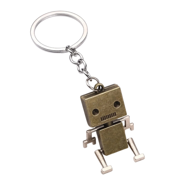 Přívěsek na klíče 10 cm Pohyblivý robot Slitina kovu Kloubové části Kovový kroužek Dekorace na klíče Batoh Kabelku žlutá