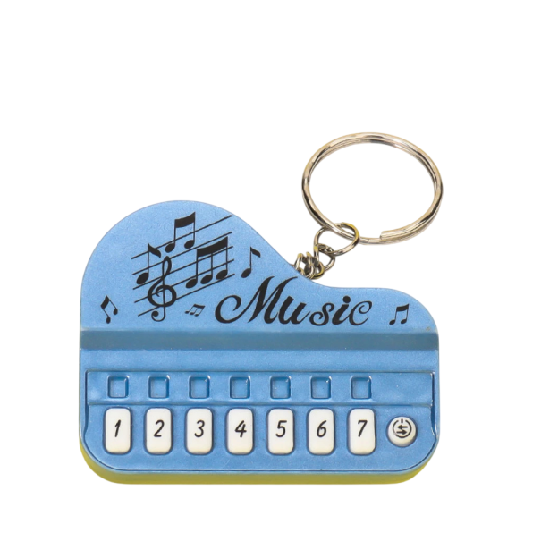 Přívěsek na klíče s mini elektronickým pianem 6,2 x 4,8 x 2,5 cm ABS Hudební klíčenka Klavír s tlačítky Zábavný doplněk modrá