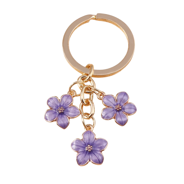 Přívěsek na klíče Slitina zinku Sakura Třešňový květ Kovový přívěsek na klíče kabelku batoh Japonský motiv Dárek fialová