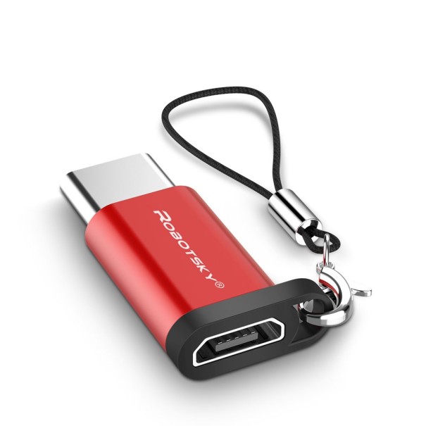 Prívesok adaptér USB-C na Micro USB červená