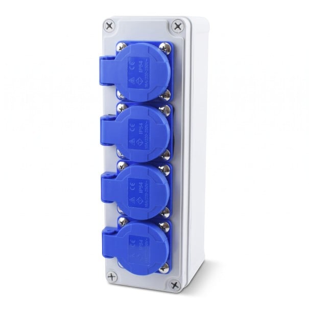 Priză de perete exterioară multifuncțională, impermeabilă, cu capac, 4 prize EU, 220 V, 16 A, plastic ABS, gri, pentru casă, grădină și încărcarea 1