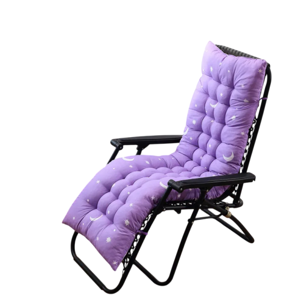 Prodloužený zahradní polštář s opěrkou hlavy pro polohovací a houpací křesla 110x40 cm polyester k odpočinku na zahradě či terase fialová
