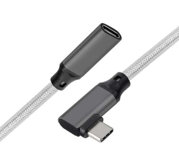 Prodlužovací lomený kabel USB-C 3.1 M/F šedá 1 m