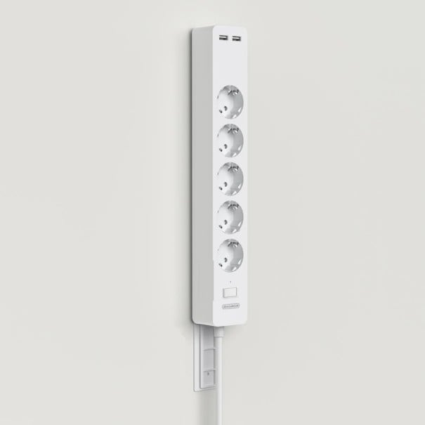Prodlužovací přívod 5x zásuvka, 2x USB bílá 1,5 m
