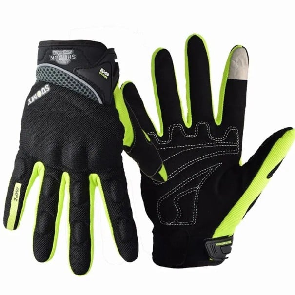 Prodyšné celoprstové závodní motocyklové rukavice Stylové protiskluzové rukavice na motorku Polyester Nylon PVC Houba Nositelné neonová zelená S
