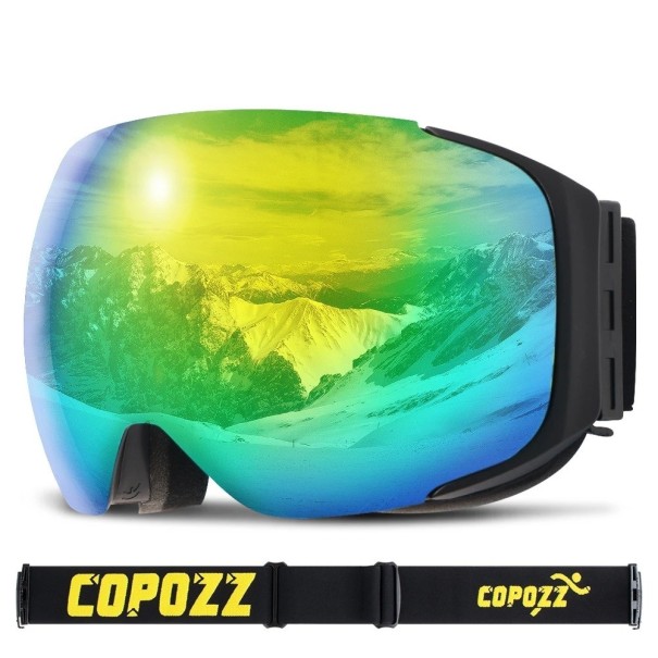 Profesionálne lyžiarske okuliare so zrkadlovým efektom Okuliare na lyžovanie a snowboard s ochranou UV400 Tesniace lyžiarske okuliare na helmu proti zahmlievaniu s látkovým puzdrom 3