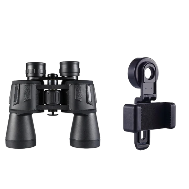 Profesionální dalekohled s dlouhým dosahem s držákem na mobilní telefon Výkonný dalekohled s nočním viděním HD BAK4 sklo 20x50 mm černá