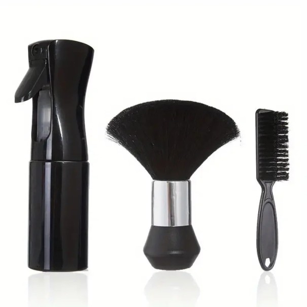 Profesionální holičská sada 3v1 Sprej 19 x 5,5 cm Štětka 14 x 9,5 cm Kartáč 14,5 x 2,7 cm Barber styling příslušenství stříbrná