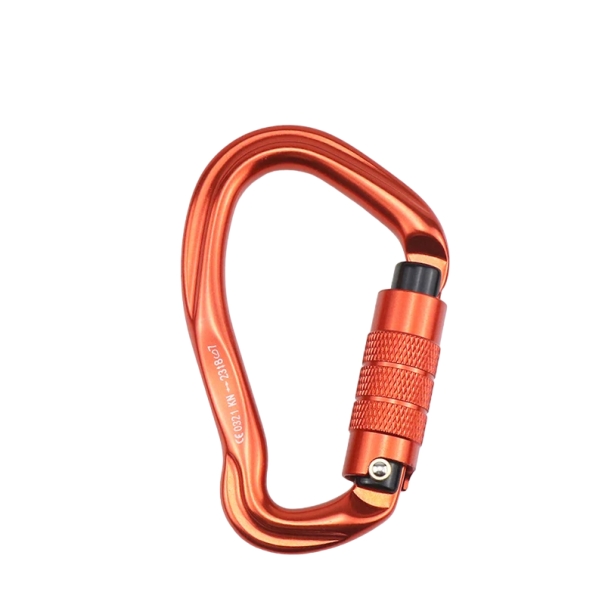 Profesionální horolezecká karabina 23 kN Karabina typu D 10 x 5,6 cm oranžová