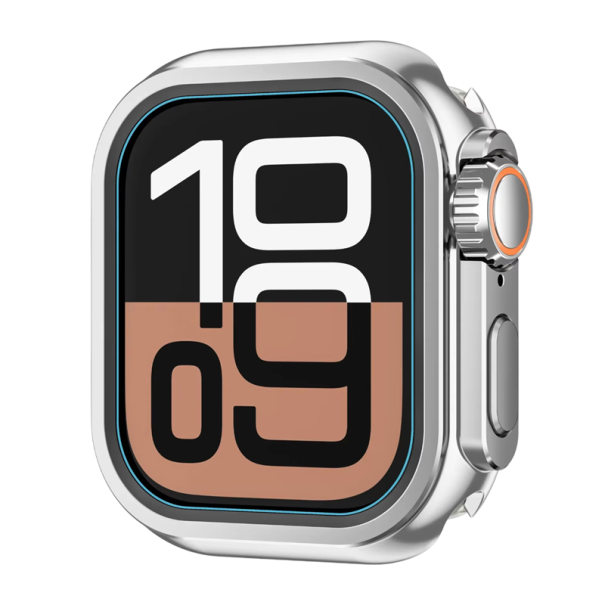 Profesionální ochranný kryt rámu pro Apple Watch 45 mm Series 9 8 7 Kovový bumper z nerezové oceli Pouzdro na chytré hodinky iWatch stříbrná lesklá