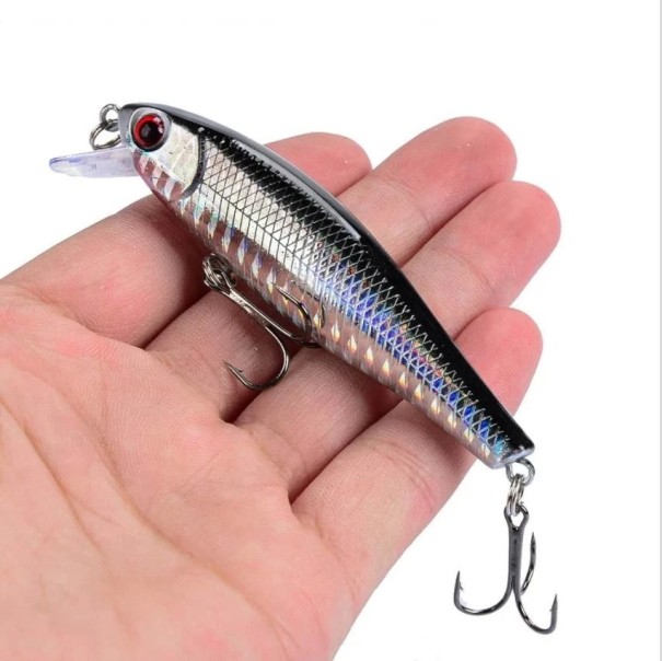 Professionel fiskelokke minnow wobbler 8,5 cm 9,2 g Realistisk synkende wobbler til rovfisk Flydende kunstig agn med skarpe trekrogene Fiskewobbler til spinning sølv