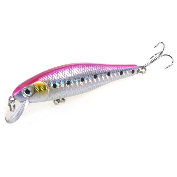 Professionel fiskemad med wobbler og tre kroge 8,5 cm 9,2 g Realistisk synkende kunstmad med trekroge Spinnende wobbler til gedde, sandart og aborre rosa