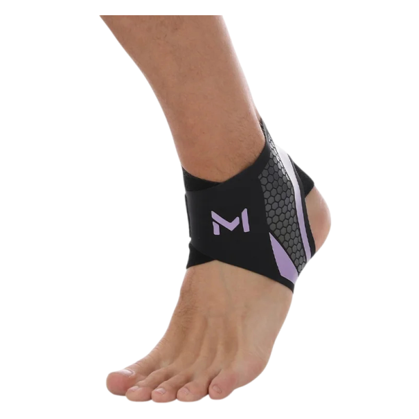Professionele compressie enkelbrace 1 mm, lichte ademende bandage met velcro riem tegen verstuikingen en voor revalidatie paars